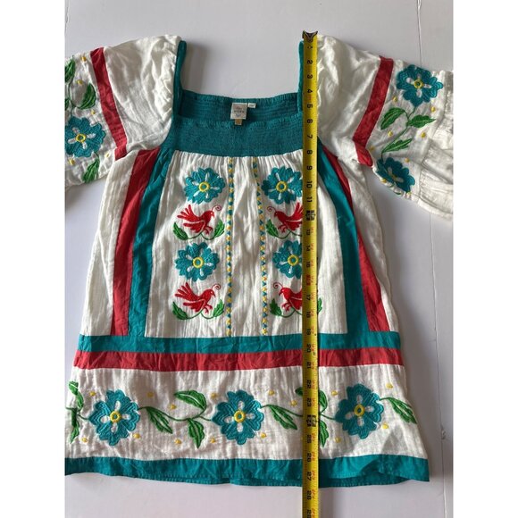 Seen Worn Kept Vintage-Style Floral & Bird Embroidered Peasant Blouse - Picture 7 of 9